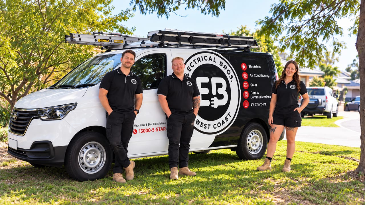 The Electrical Bros West Coast team with their branded service van